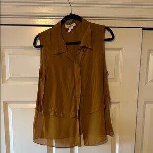 BCBGeneration Sleeveless Collared Blouse in Mustard Brown